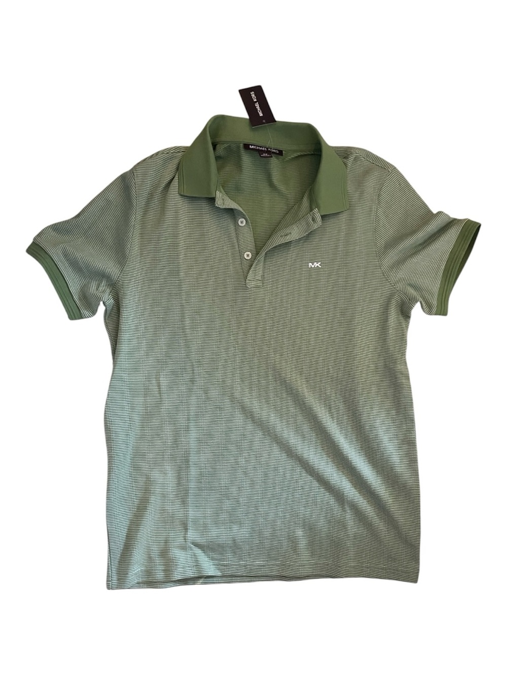 Michael Kors Striped Polo Shirt in Green & White Size Small NWT